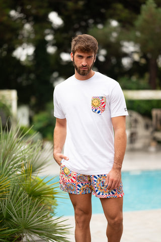 Men's Boxer Shorts With Side Pockets Taormina Pattern