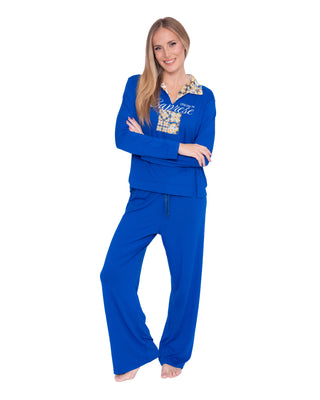 Royal/Positano gemusterter Pyjama mit Kragen