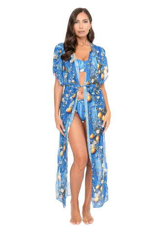 Gilet Lungo Con Cinta Raso Fantasia