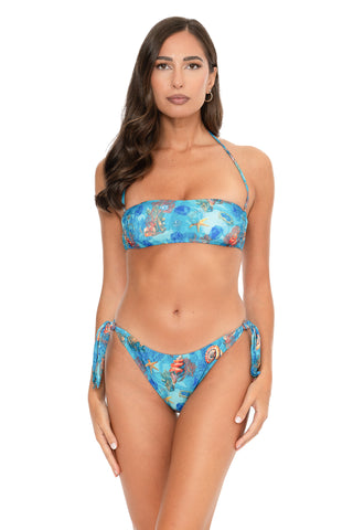 Bikini Fascia Ribattuta C/Slip Fiocchi Fantasia