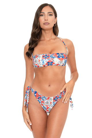 Bikini Fascia Ribattuta C/Slip Fiocchi Fantasia