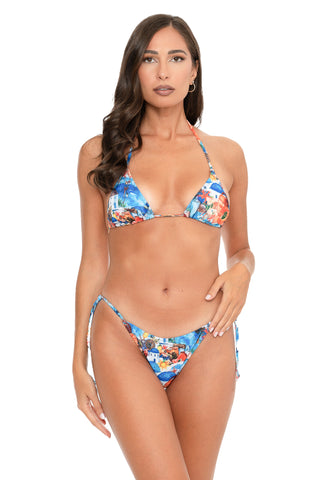 Bikini Triangolo Ribattuto C/Slip Lacci Fantasia