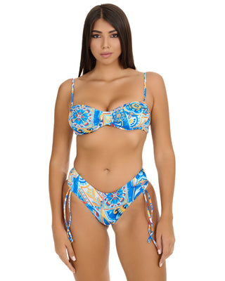 Bikini Ferretto E Slip Regolabile Fantasia Capri Blu