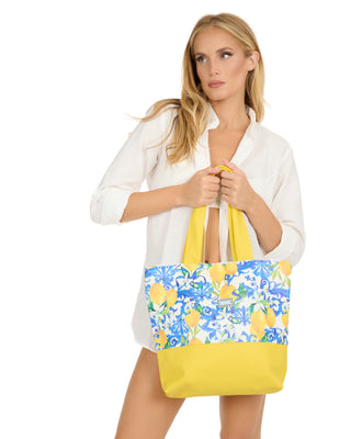 Borsa Grande Con Taglio Bicolore