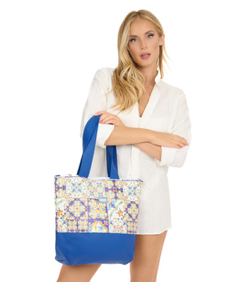 Borsa Grande Con Taglio Bicolore