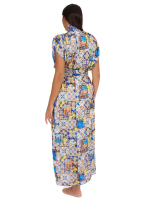 Gilet Lungo Con Cinta Raso Fantasia